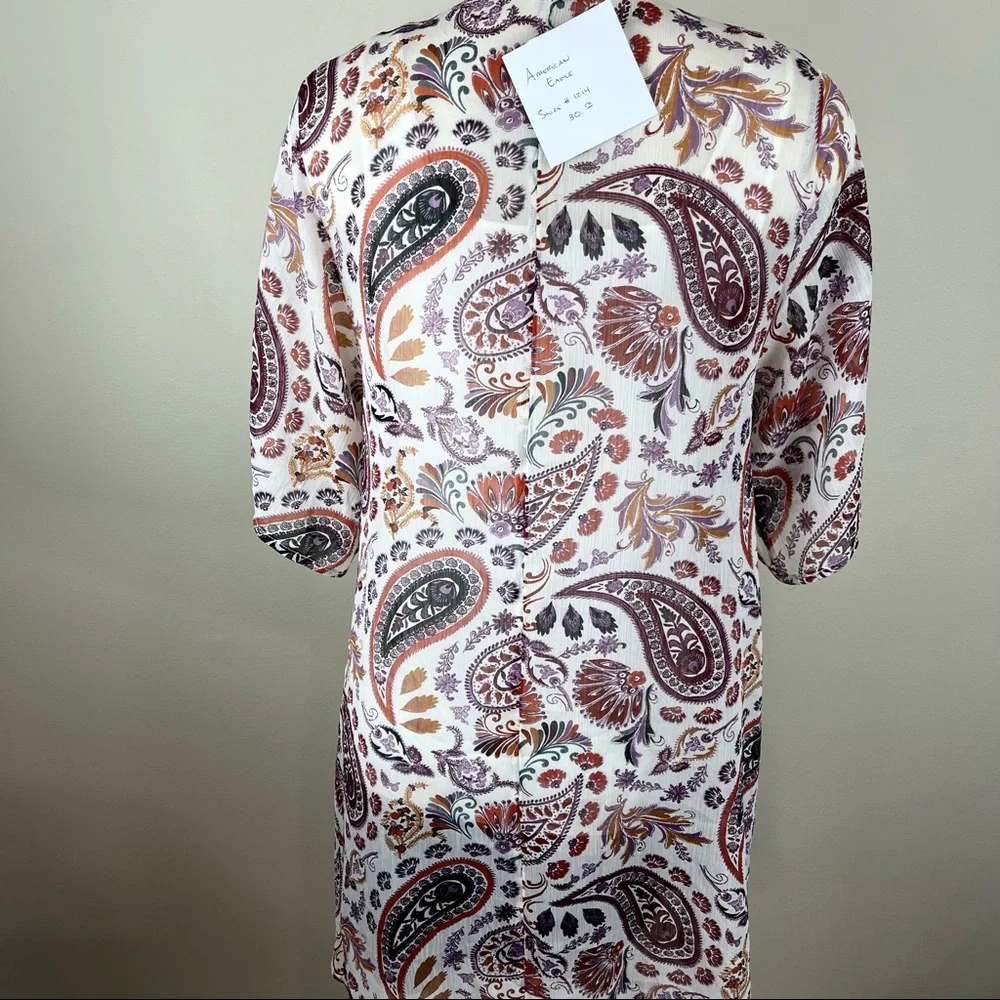 🌟SOLD American Eagle Outfitters kimono duster 3/$25 sheer PAISLEY BoHo FLORAL L - Picture 13 of 14